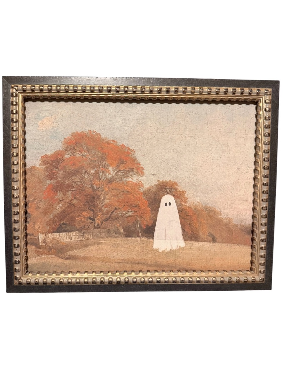 Petal Lane Framed Autumn Landscape with White Ghost Accent - Home Art Wall Decor